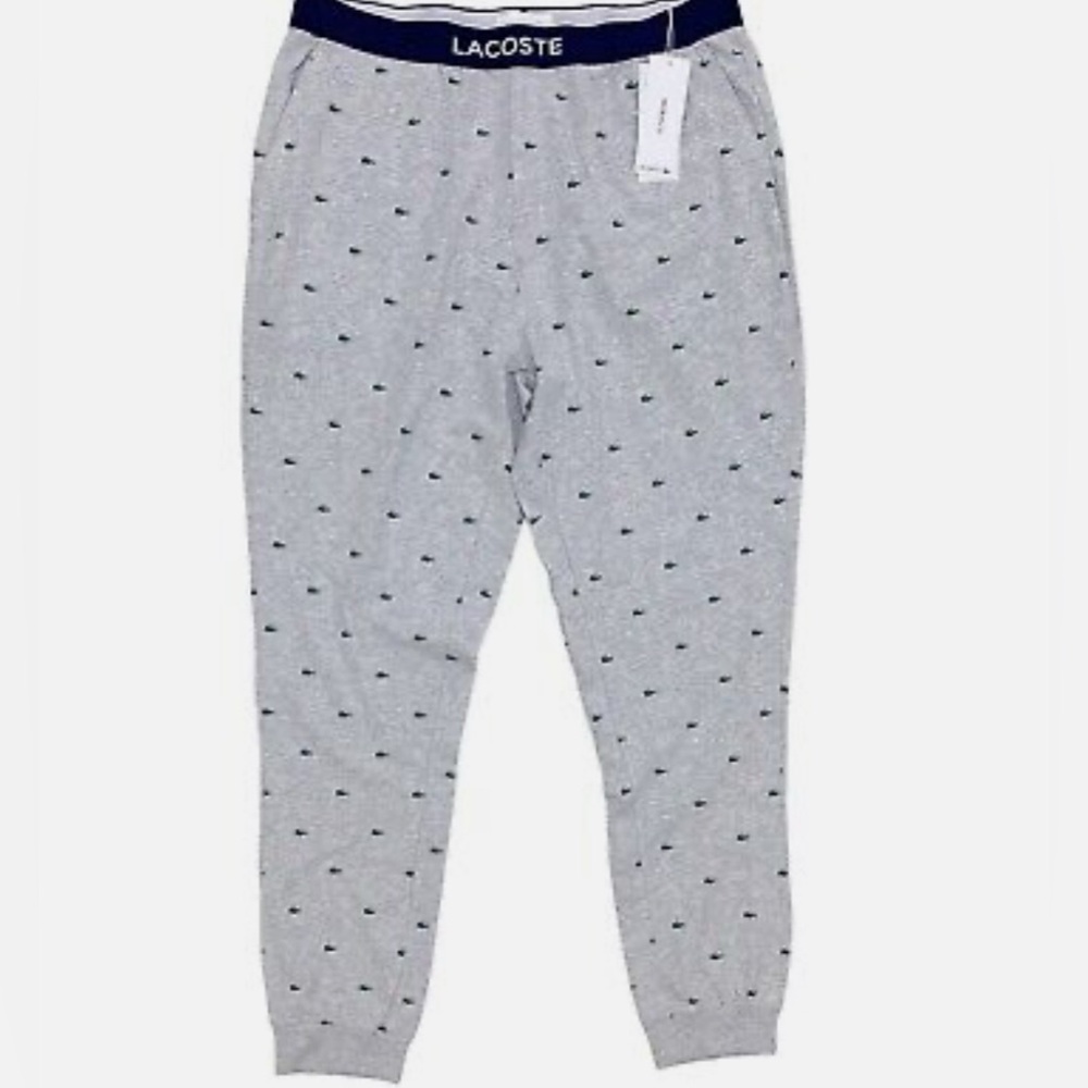 🐊Lacoste Men's Sleepwear Printed Logo Pajama Pant Grey Blue Green 3H3446-Y9K